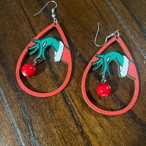 Grinch Hand Teardrop Earrings